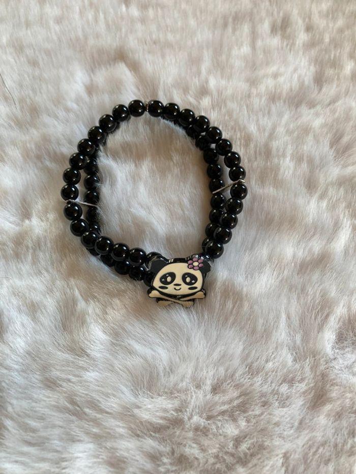 Bracelet perles noires douches tête de mort kawai vintage