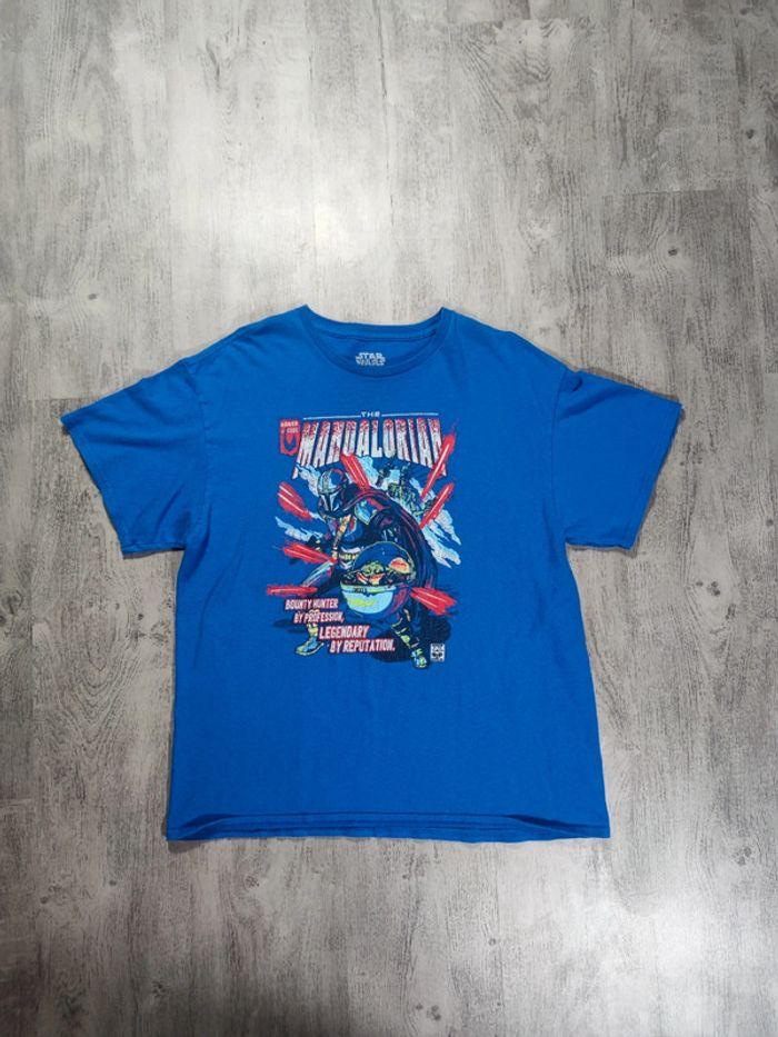 T-shirt Mandalorian Licence Star Wars Lucas Film Vintage Bleu Taille L Homme - photo numéro 1