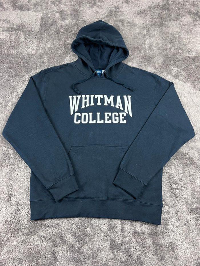 👕 Sweat à capuche Veste University Rare Vintage y2k 90s 2000s Whitman College Bleu Marine Taille L 👕 - photo numéro 1