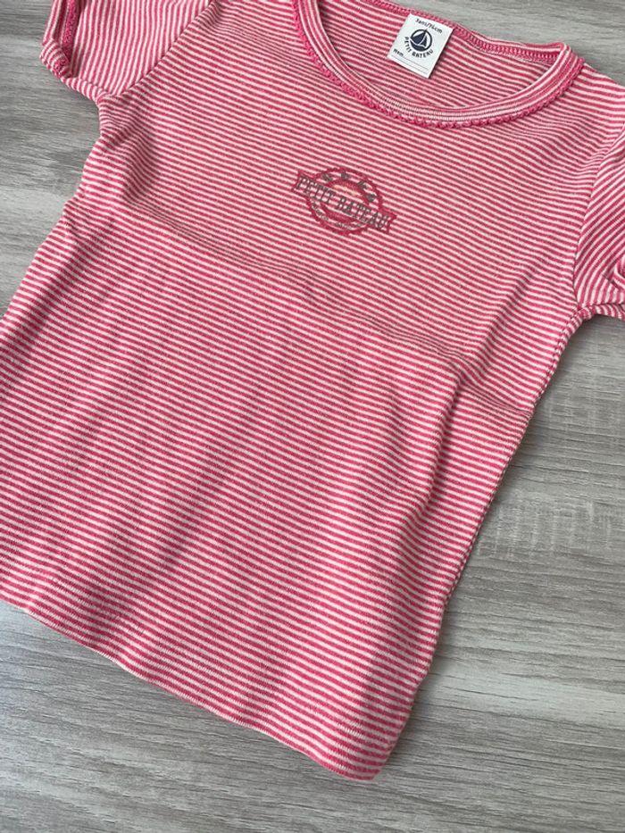 Tee shirt MC à rayures rose & blanc petit bateau bb 3 ans - photo numéro 2