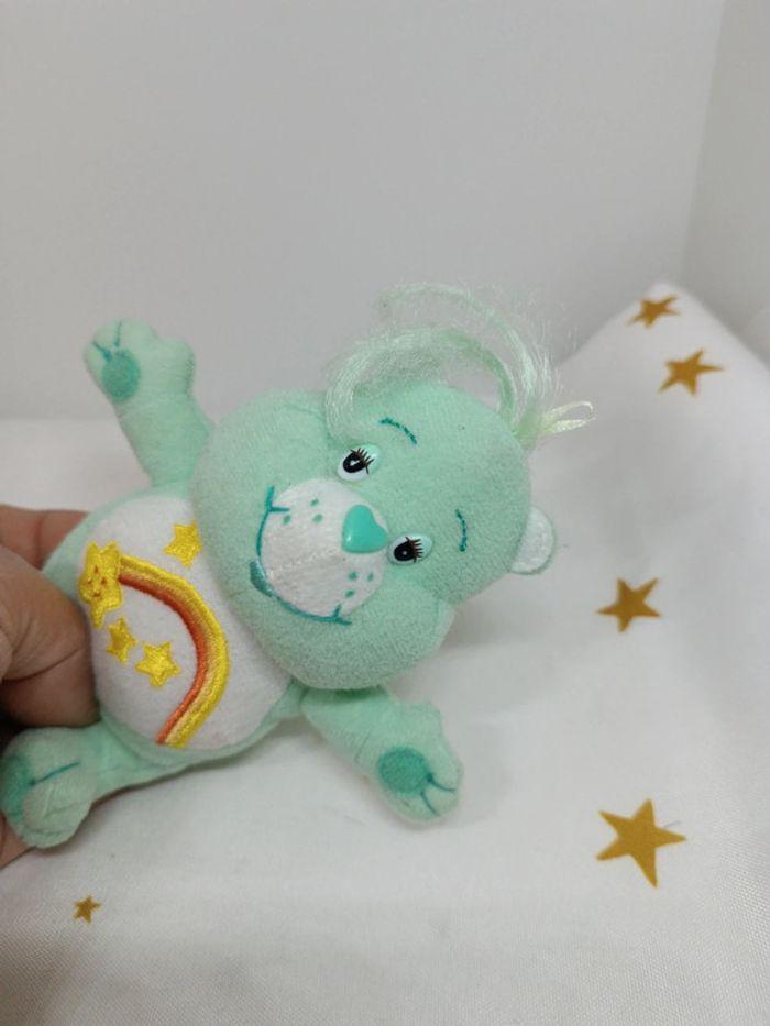 Small Care bears 2001 tcfc Bisounours mini petit peluche Teddy ours vert green rainbow étoile Stars - photo numéro 11