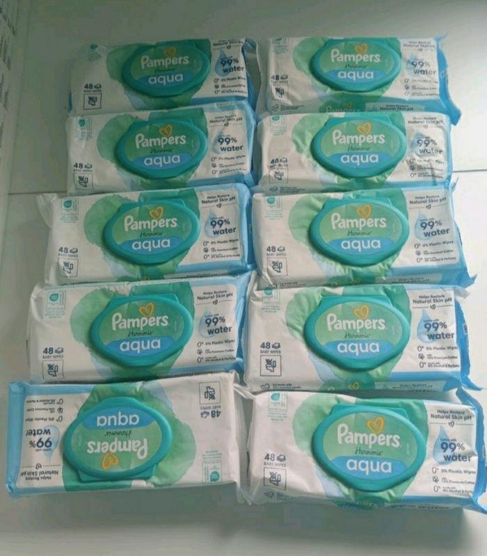 Lots 10 paquets de lingettes Pampers aqua harmonie