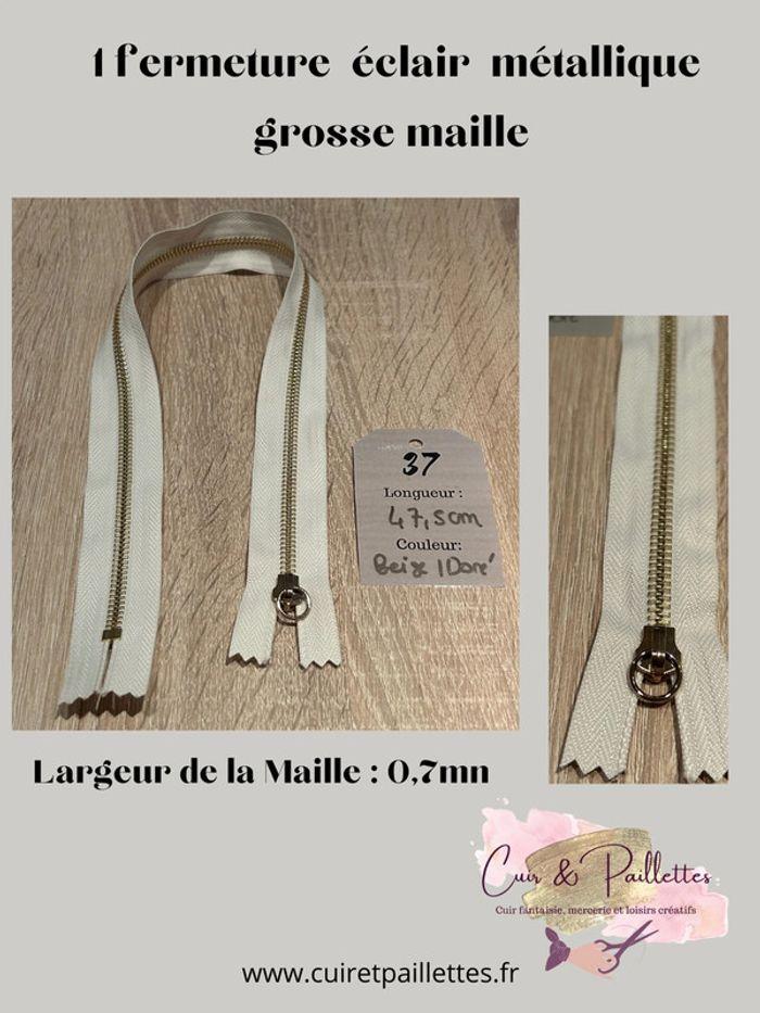 Fermeture éclair beige doré grosse maille (37)