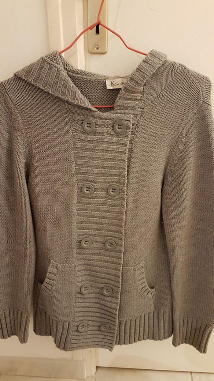 Gilet gris à capuche - photo numéro 1