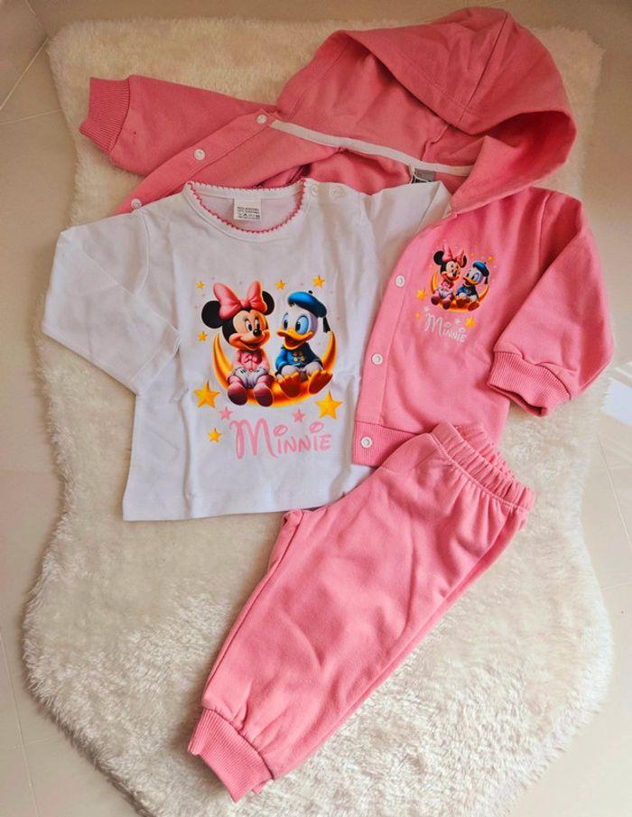 Gilet a capuche,haut manches longues et pantalon rose et blanc Minnie et Donald/AC Criaçoes-6mois - photo numéro 1