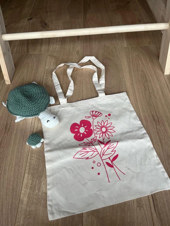 Tote bag floqué fleurs