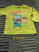 T-shirt bébé garçon manches longues 6 mois