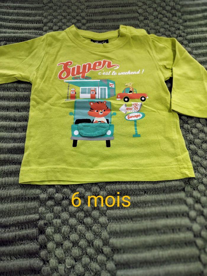 T-shirt bébé garçon manches longues 6 mois - photo numéro 1