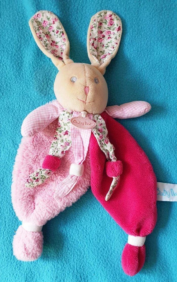 DOUDOU PLAT LAPIN ROSE POUPI - BABY NAT