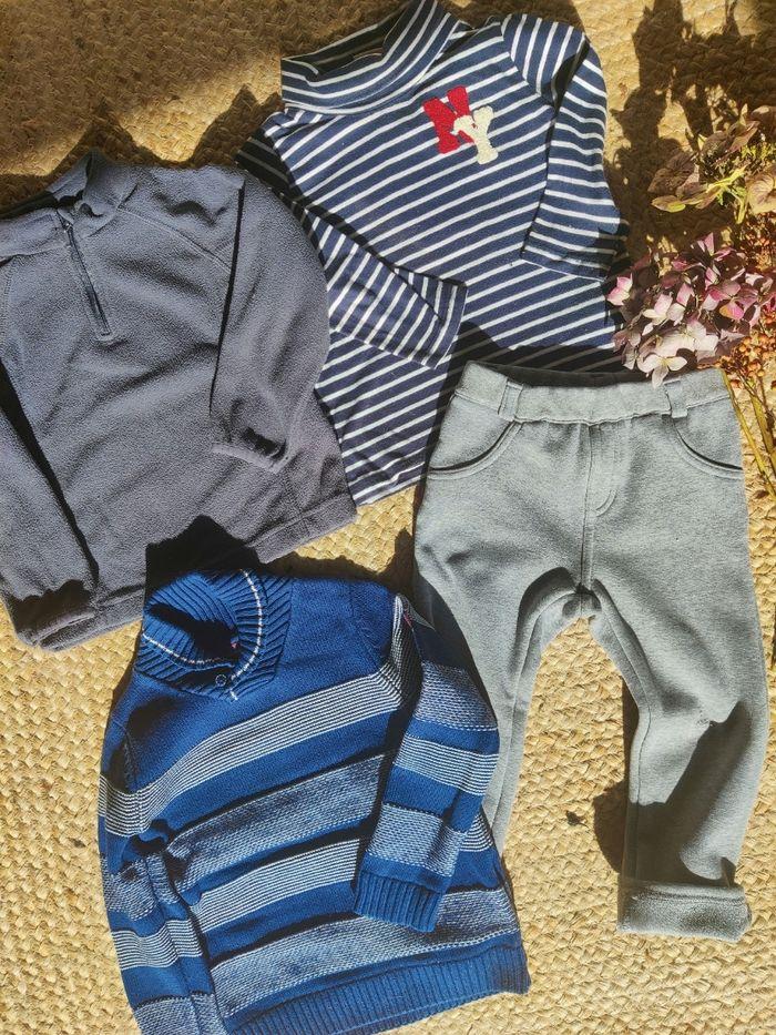 Lot 3 ans pantalon jogging fourré polaire lainage sous pull - photo numéro 1