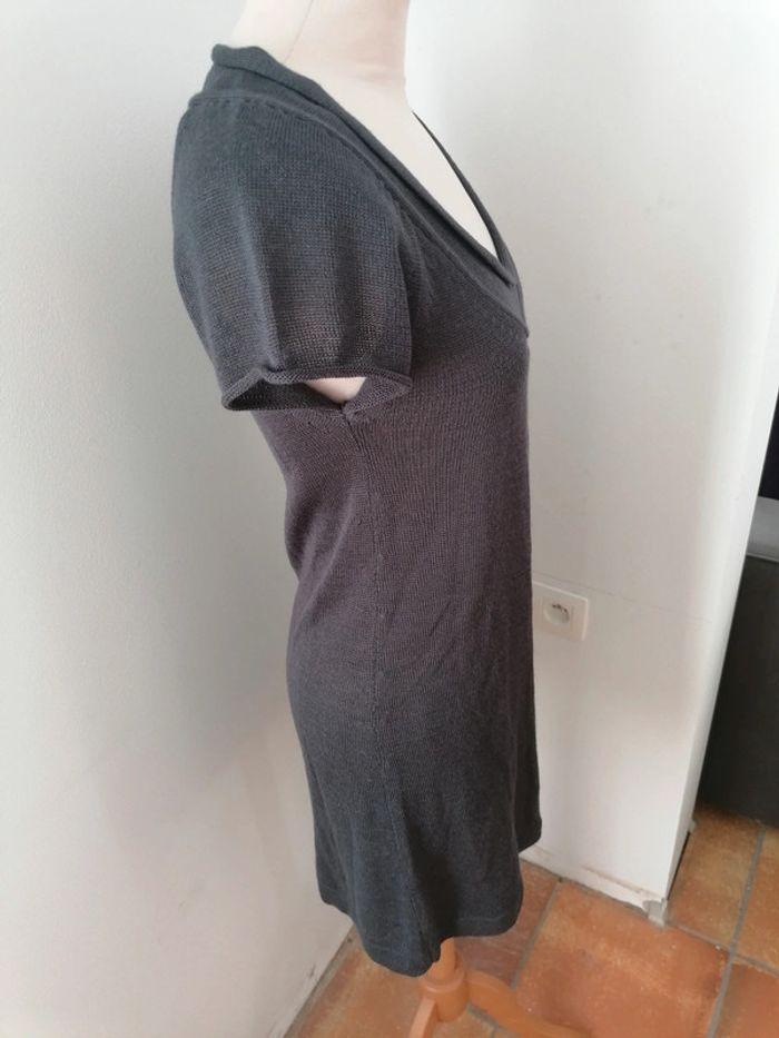 Robe tricot fin gris foncé manches courtes - photo numéro 2