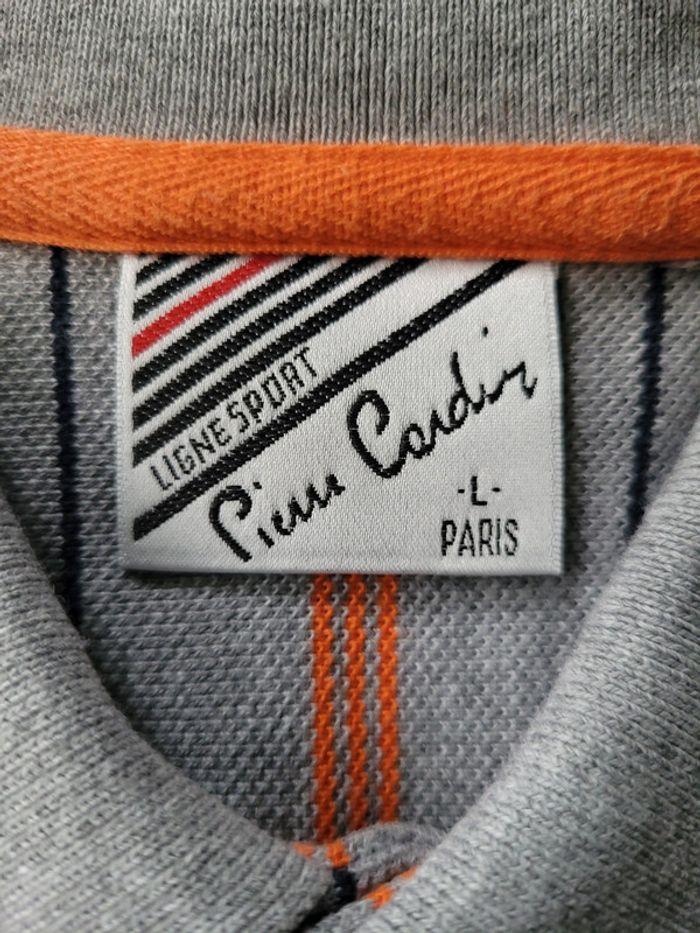 Polo rayé Pierre Cardin orange et bleu foncé homme taille L en très bon état - photo numéro 4