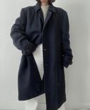 Oversized manteau long marine 90% laine