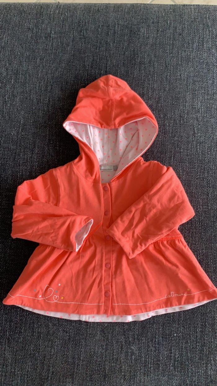 Veste à capuche catimini rose/corail, catimini, 12 mois en très bon état - photo numéro 4