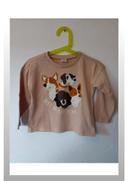 T-shirt manches longues beige chien 24 mois 92cm