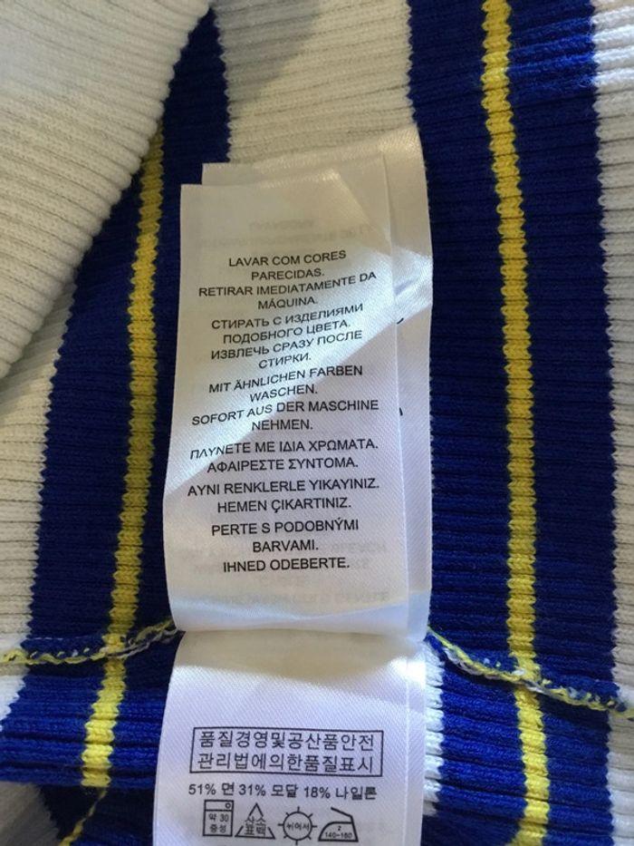 Pull côtelé col rond pour femme Lauren Ralph Lauren blanc rayures bleues et jaunes taille S 095 - photo numéro 16