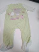 Pyjama fille fin kitchoun vert blanc 6mois tbe