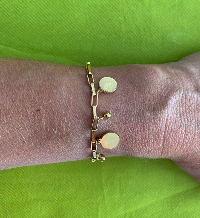 Très beau bracelet à breloques rondes en acier inoxydable doré - photo numéro 2