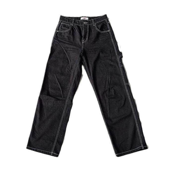 Pantalon carpenter noir avec coutures blanches - photo numéro 1