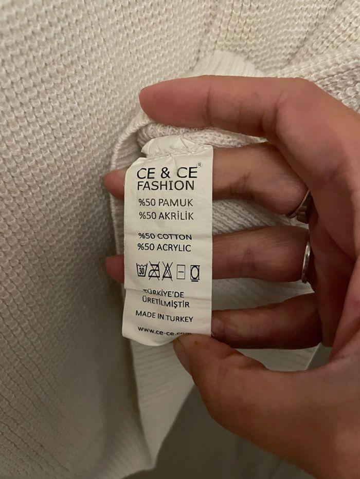 Pull homme de mi saison blanc col ras du cou nid d’abeille Ce & Ce taille L - photo numéro 3