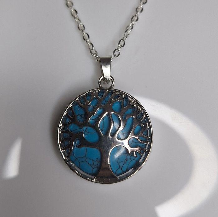 Collier arbre de vie bleu marbré - photo numéro 2