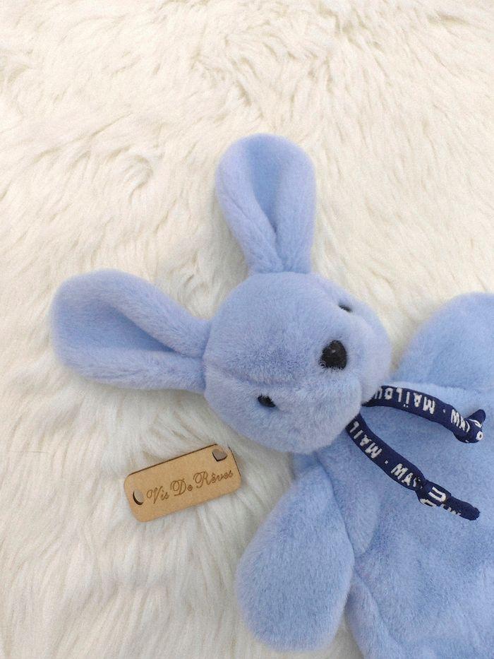 Doudou plat Lapin Dorlotin Maïlou bleu - photo numéro 3