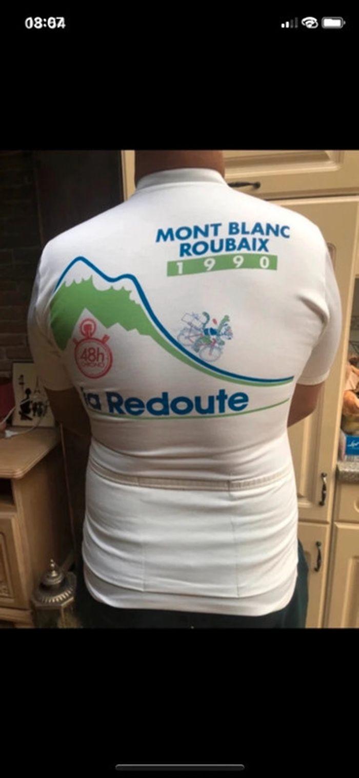 Maillot cyclisme vintage Santini Roubaix Mont Blanc taille xxl très bon état taille xxl - photo numéro 2