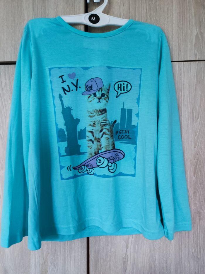 Sweatshirt chat turquoise 8 ans Bpc - photo numéro 1