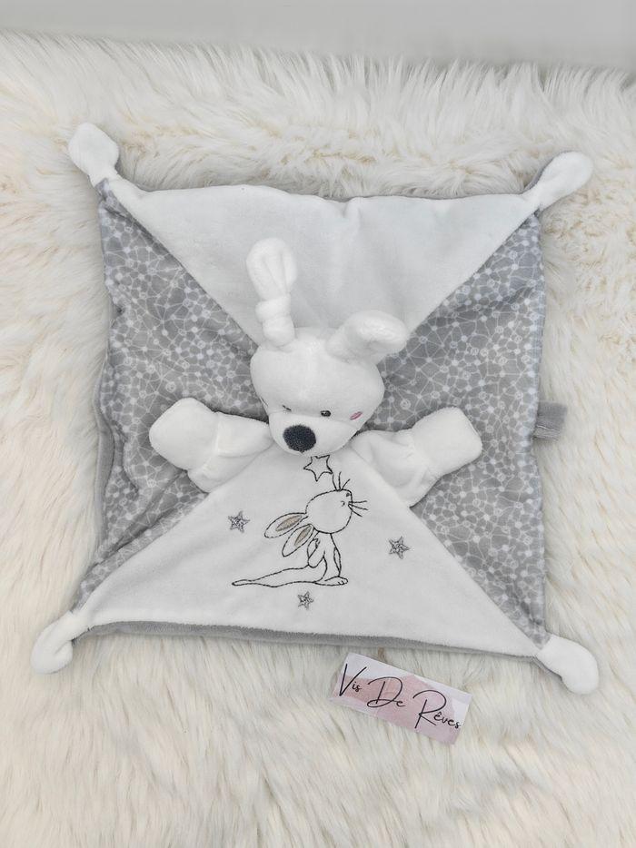 Doudou lapin blanc et gris Kiabi Nicotoy Simba toys - photo numéro 4