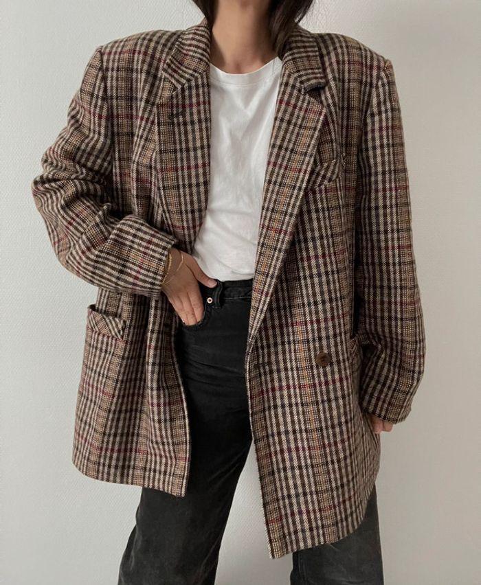 Oversized blazer à carreaux multicolore - photo numéro 10