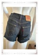 Short pantaloncini korte broek semi taille haute jean bleu marine brut levis 525 04 vintage XS/34