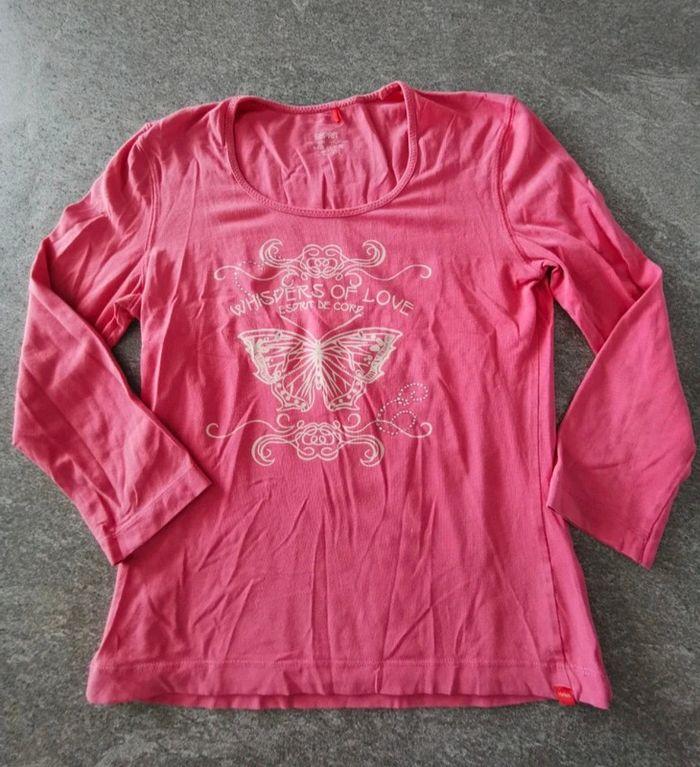 T-shirt à manches 3/4 rose femme S/M Esprit - photo numéro 1