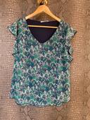 Blouse à fleurs Saint Tropez verte et bleu