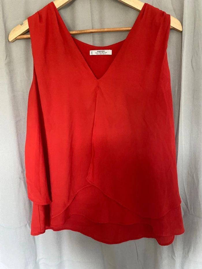 Blouse chic sans manches corail - photo numéro 1