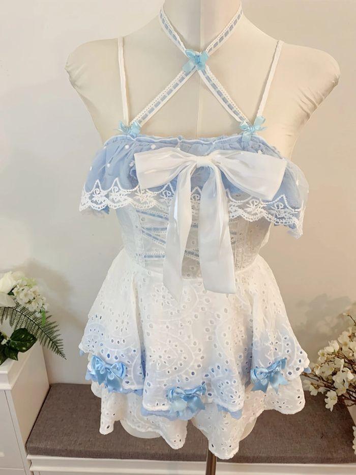 Dress Combishort Robe Blue Lolita Cute Kawaii Cosplay style Manga Anime - photo numéro 5