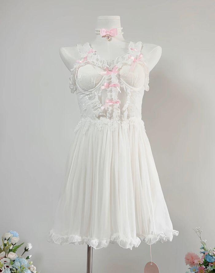 Dress Robe  rembourré pyjama Cute Kawaii Princess Cosplay White-Snow - photo numéro 1