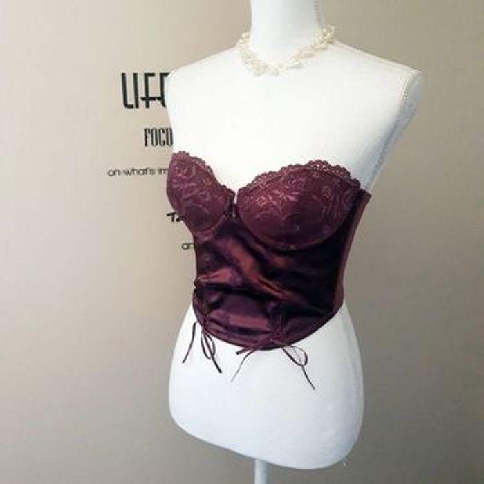 Lingerie bustier corset satin et dentelle prune Les dessous d’ Angel - photo numéro 6