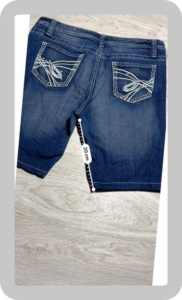 🩳 Short vintage brodé hip hop en jean Bleu Taille S-M 🩳 - photo numéro 4