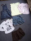 Lot 5 vêtements ado fille 10, 12  ans, jupe, salopette jean, tunique , mi saison, automne ,tee shirt, volant