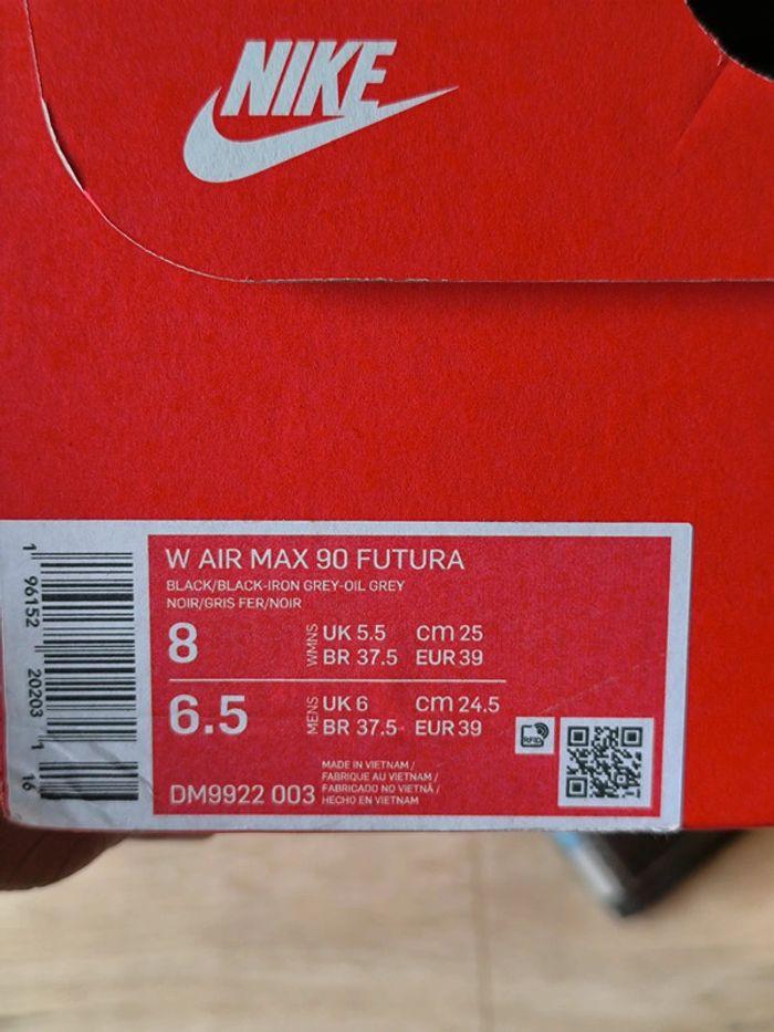 Baskets Nike air max 90 futura noir pointure 39 neuves avec boîte d'origine - photo numéro 13