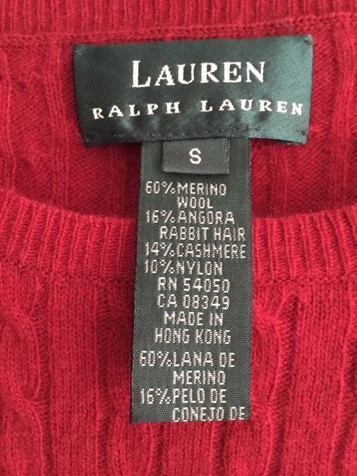 Pull hiver pour femme manches courtes Lauren Ralph Lauren rouge taille S 006 - photo numéro 3