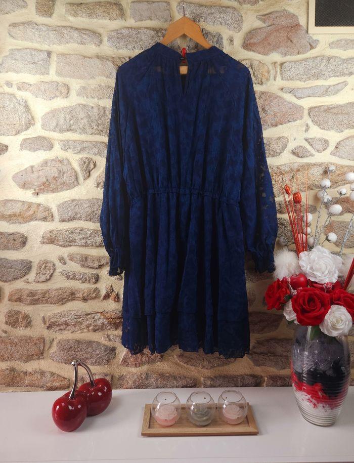 Robe à ourlets superposé manches à volants bleue marine Femme taille 54 marque Boohoo 🍬 - photo numéro 4