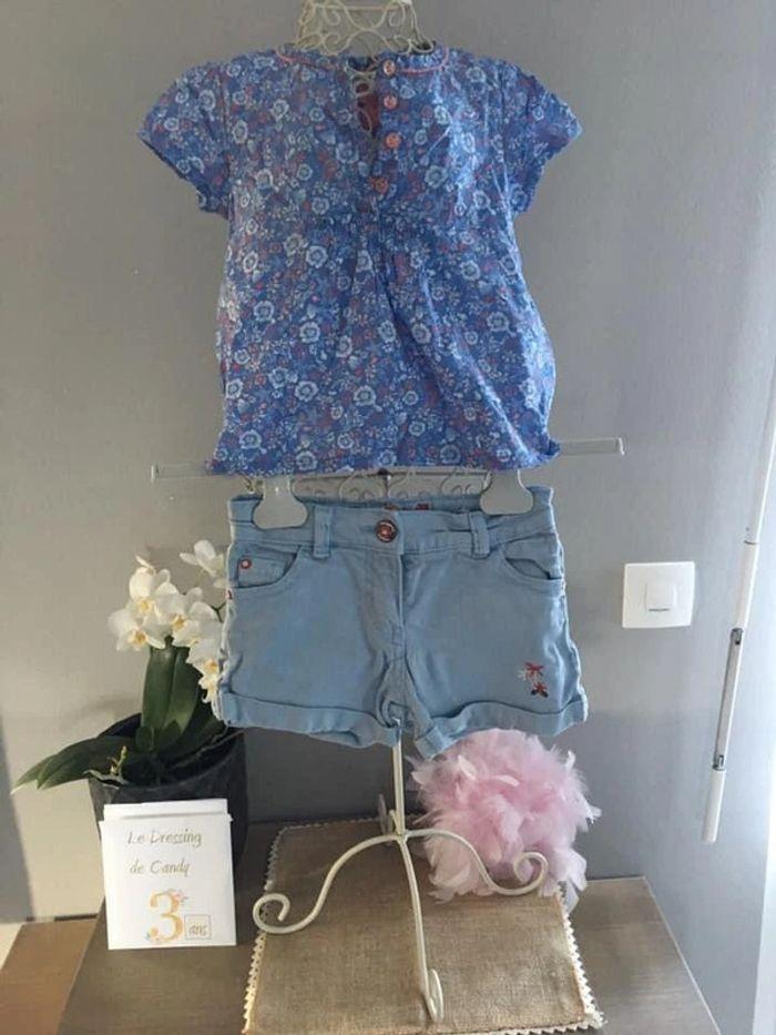 Ensemble été fille 3 ans short et blouse - photo numéro 1