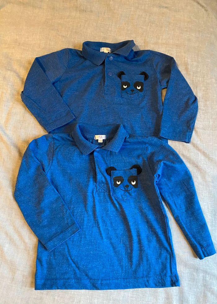 💙 Lot de 2 Tee-shirt/ polo manches longues panda 23 mois  💙 - photo numéro 1