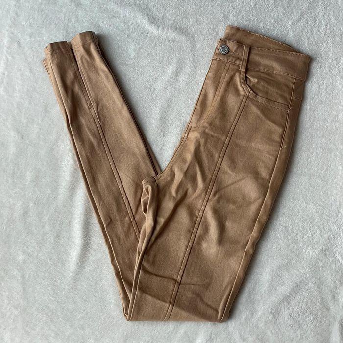 Pantalon simili cuir marron slim - photo numéro 1