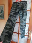 Jeans  skinny  slim  type militaire  kaki  stretch