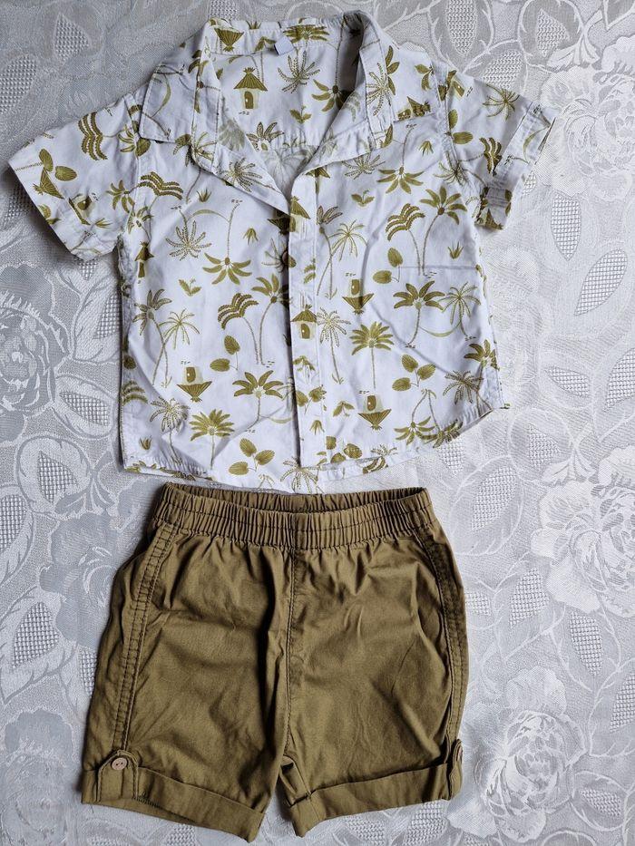 Ensemble chemise et short bébé garçon 12 mois - photo numéro 1