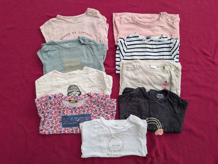 Lot 9 t-shirts manche longue 6mois fille - photo numéro 1