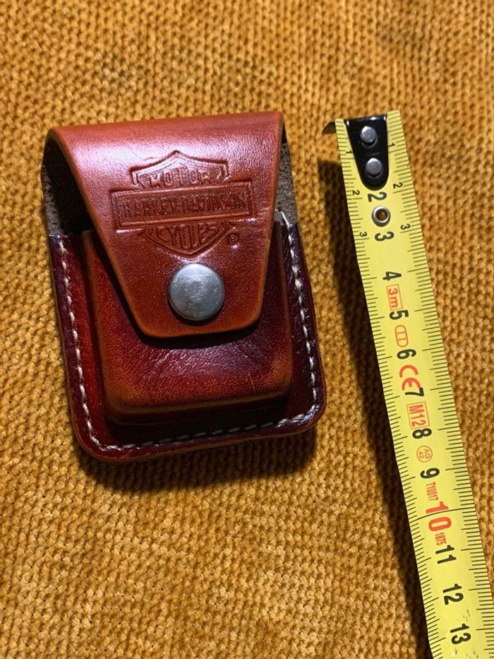 Vintage Pochette pour zippo /ceinture Harley Davidson en cuir - photo numéro 4