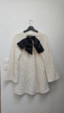 Robe blanche velours sequins noeud noir h&m viral